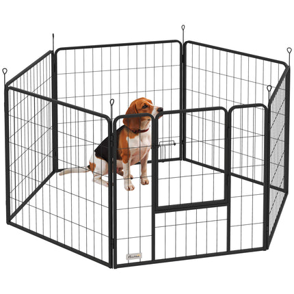 6 Panels Dog Playpen, Portable Detachable Puppy Pen with Door, for Medium Dogs,