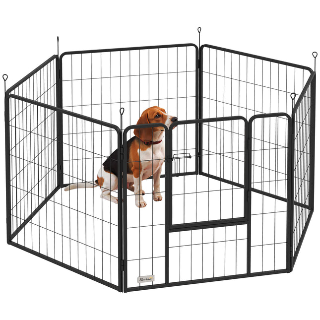 6 Panels Dog Playpen, Portable Detachable Puppy Pen with Door, for Medium Dogs,