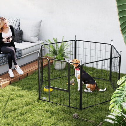 6 Panels Dog Playpen, Portable Detachable Puppy Pen with Door, for Medium Dogs,