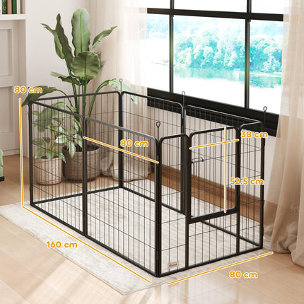 6 Panels Dog Playpen, Portable Detachable Puppy Pen with Door, for Medium Dogs,