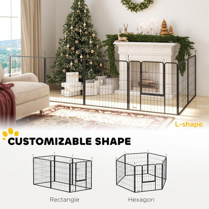 6 Panels Dog Playpen, Portable Detachable Puppy Pen with Door, for Medium Dogs,