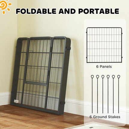 6 Panels Dog Playpen, Portable Detachable Puppy Pen with Door, for Medium Dogs,