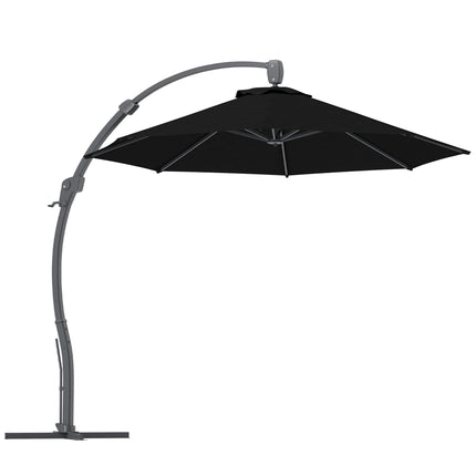 3 Metre Garden Cantilever Parasol with Crank Handle and Aluminium Frame - Black