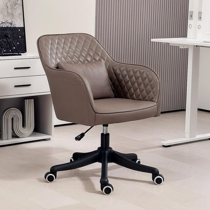 Microfiber Office Chair, Desk Chair, Makeup Vanity Chair with Massage Lumbar Pil