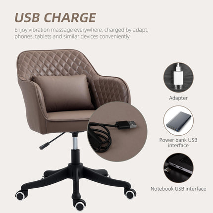 Microfiber Office Chair, Desk Chair, Makeup Vanity Chair with Massage Lumbar Pil