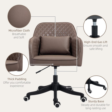 Microfiber Office Chair, Desk Chair, Makeup Vanity Chair with Massage Lumbar Pil