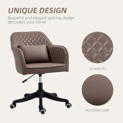 Microfiber Office Chair, Desk Chair, Makeup Vanity Chair with Massage Lumbar Pil