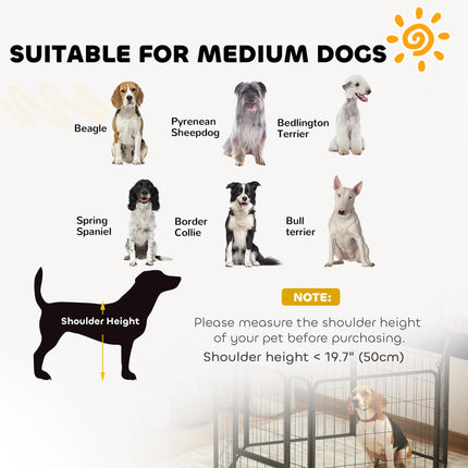 Heavy Duty 6-Panel Dog Playpen with Secure Door 80cm High for Indoor Outdoor - Black