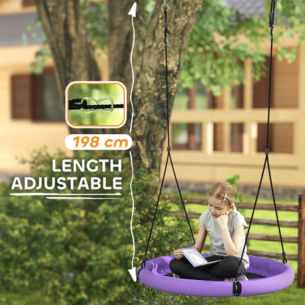 100cm Diameter Kids Nest Swing Seat with Adjustable Hanging Ropes for Outdoor Playground Garden - Purple