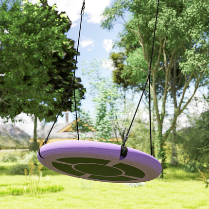 100cm Diameter Kids Nest Swing Seat with Adjustable Hanging Ropes for Outdoor Playground Garden - Purple