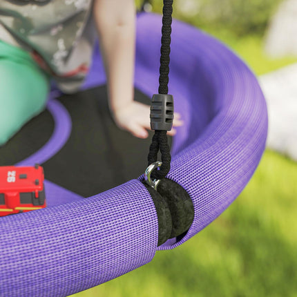 100cm Diameter Kids Nest Swing Seat with Adjustable Hanging Ropes for Outdoor Playground Garden - Purple