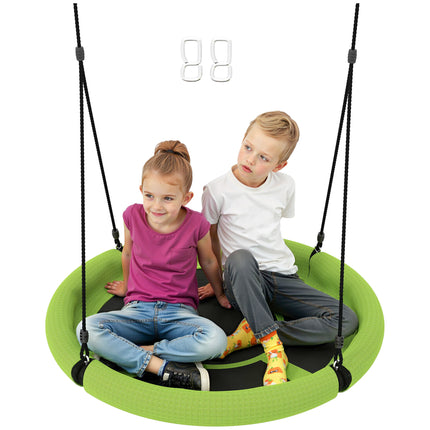 100cm Diameter Kids Nest Swing Seat with Adjustable Hanging Ropes for Outdoor Playground - Green