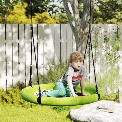 100cm Diameter Kids Nest Swing Seat with Adjustable Hanging Ropes for Outdoor Playground - Green