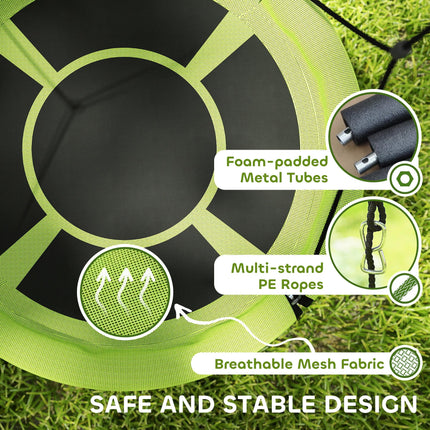 100cm Diameter Kids Nest Swing Seat with Adjustable Hanging Ropes for Outdoor Playground - Green