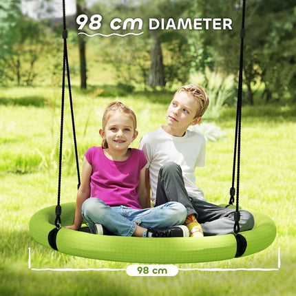 100cm Diameter Kids Nest Swing Seat with Adjustable Hanging Ropes for Outdoor Playground - Green