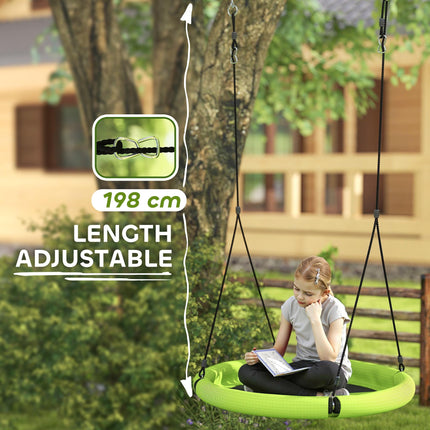 100cm Diameter Kids Nest Swing Seat with Adjustable Hanging Ropes for Outdoor Playground - Green
