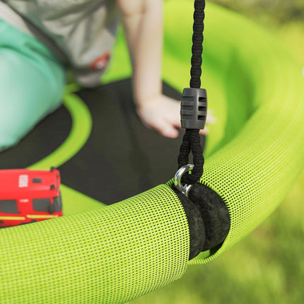 100cm Diameter Kids Nest Swing Seat with Adjustable Hanging Ropes for Outdoor Playground - Green