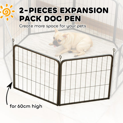 2 Piece Expansion Pack for 60cm High Dog Pen with 3 Connecting Stakes - Black