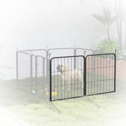 2 Piece Expansion Pack for 60cm High Dog Pen with 3 Connecting Stakes - Black