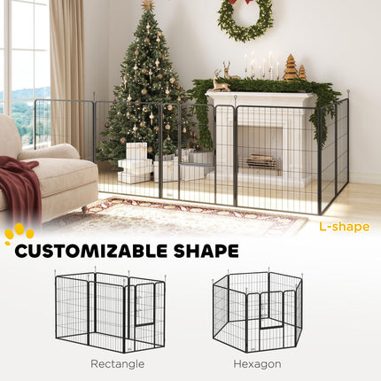 6 Panel Portable Dog Playpen with Door 100cm High for Large Dogs - Black