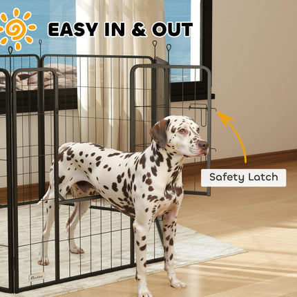 6 Panel Portable Dog Playpen with Door 100cm High for Large Dogs - Black