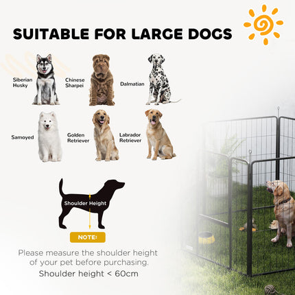 6 Panel Portable Dog Playpen with Door 100cm High for Large Dogs - Black