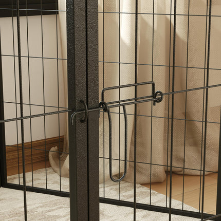 6 Panel Portable Dog Playpen with Door 100cm High for Large Dogs - Black