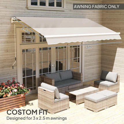 Awning Replacement Canopy Fabric 3x2.5m Water Resistant - Cream White