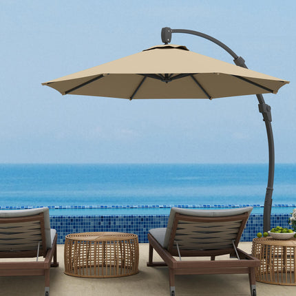 3 Metre Aluminium Cantilever Parasol with 360° Rotation - Khaki