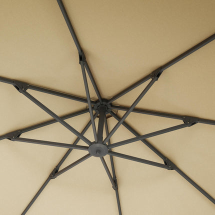 3 Metre Aluminium Cantilever Parasol with 360° Rotation - Khaki