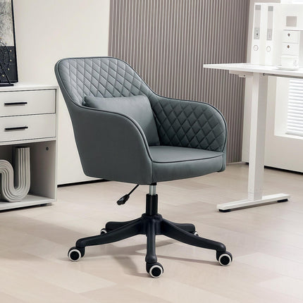 Microfiber Office Chair, Desk Chair, Makeup Vanity Chair with Massage Lumbar Pil