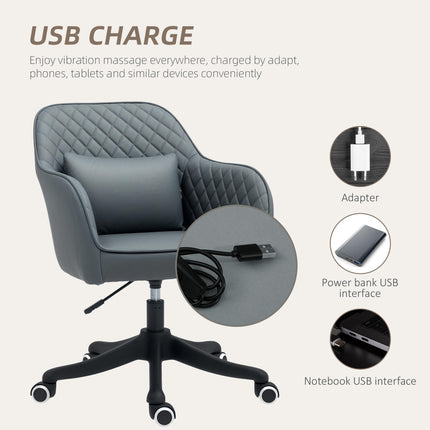 Microfiber Office Chair, Desk Chair, Makeup Vanity Chair with Massage Lumbar Pil