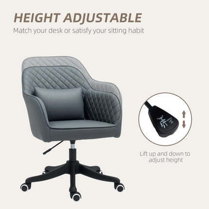 Microfiber Office Chair, Desk Chair, Makeup Vanity Chair with Massage Lumbar Pil