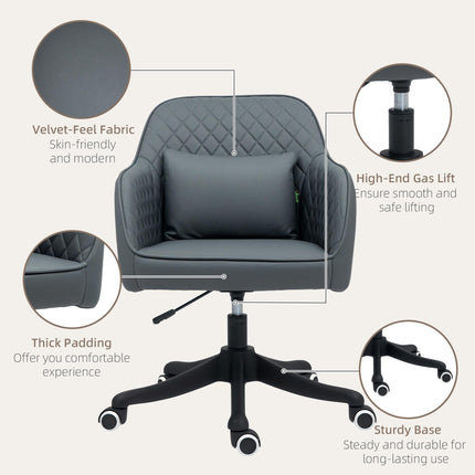 Microfiber Office Chair, Desk Chair, Makeup Vanity Chair with Massage Lumbar Pil