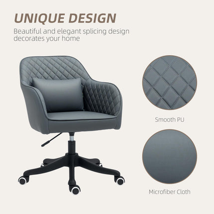 Microfiber Office Chair, Desk Chair, Makeup Vanity Chair with Massage Lumbar Pil