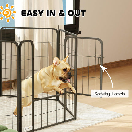 Heavy Duty 8-Panel Dog Playpen with Door for Medium Dogs 80cm High - Black