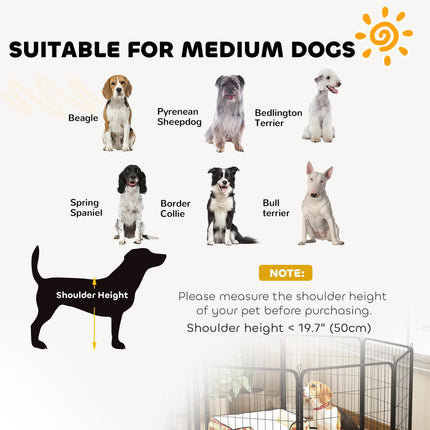 Heavy Duty 8-Panel Dog Playpen with Door for Medium Dogs 80cm High - Black