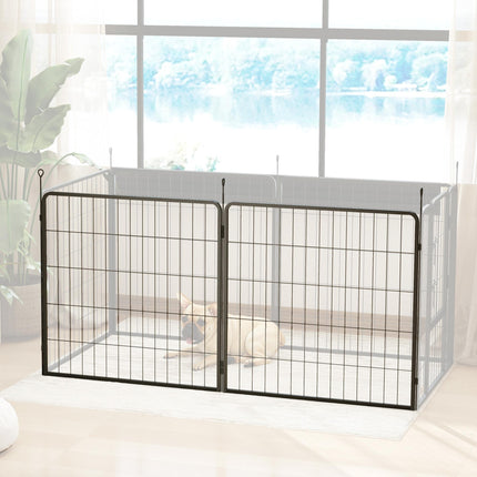 2 Piece 80cm High Dog Pen Expansion Pack with 3 Stakes for Small and Medium Dogs - Black