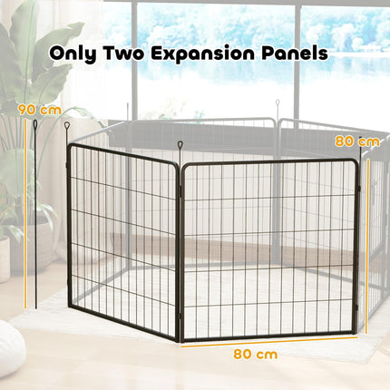 2 Piece 80cm High Dog Pen Expansion Pack with 3 Stakes for Small and Medium Dogs - Black