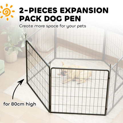 2 Piece 80cm High Dog Pen Expansion Pack with 3 Stakes for Small and Medium Dogs - Black