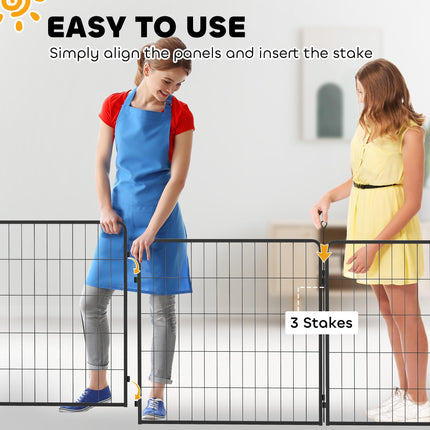 2 Piece 80cm High Dog Pen Expansion Pack with 3 Stakes for Small and Medium Dogs - Black