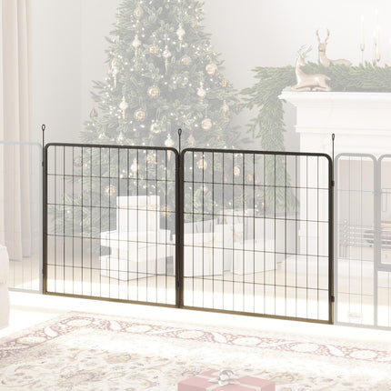 2 Piece 80cm High Dog Pen Expansion Pack with 3 Stakes for Small and Medium Dogs - Black