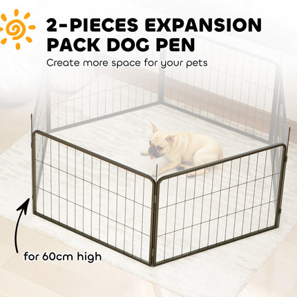 2 Piece 60cm High Dog Pen Expansion Pack with 3 Stakes for Small Dogs - Black