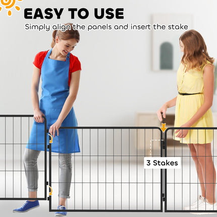 2 Piece 60cm High Dog Pen Expansion Pack with 3 Stakes for Small Dogs - Black