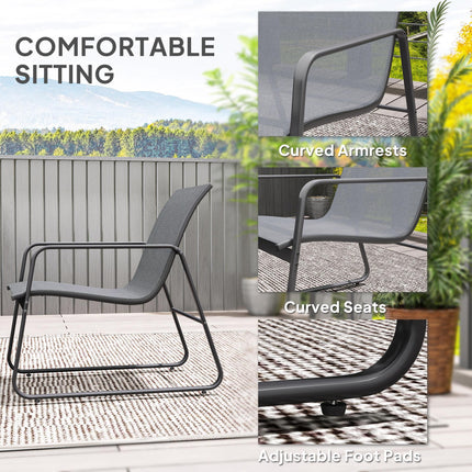 4 Piece Outdoor Garden Furniture Set with Double and Single Chairs & Glass Top Table - Light Grey