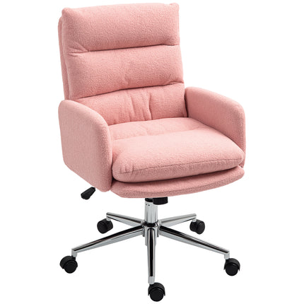 Sherpa Fleece Office Chair 91-99cm Height Adjustable - Pink