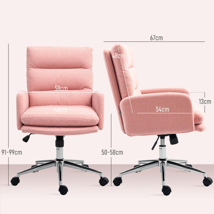 Sherpa Fleece Office Chair 91-99cm Height Adjustable - Pink