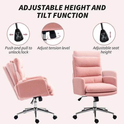 Sherpa Fleece Office Chair 91-99cm Height Adjustable - Pink