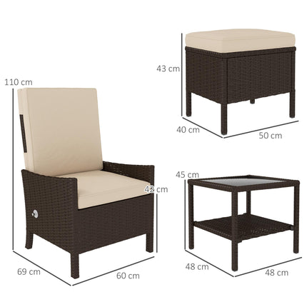 5 Piece Rattan Garden Furniture Set, Wicker Patio Sofa Set with 2 Armchairs, 2 F 1