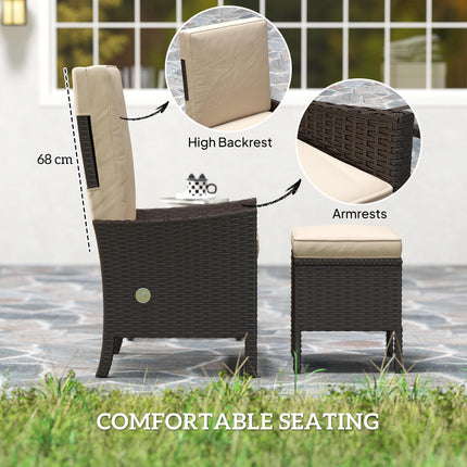 5 Piece Rattan Garden Furniture Set, Wicker Patio Sofa Set with 2 Armchairs, 2 F 1